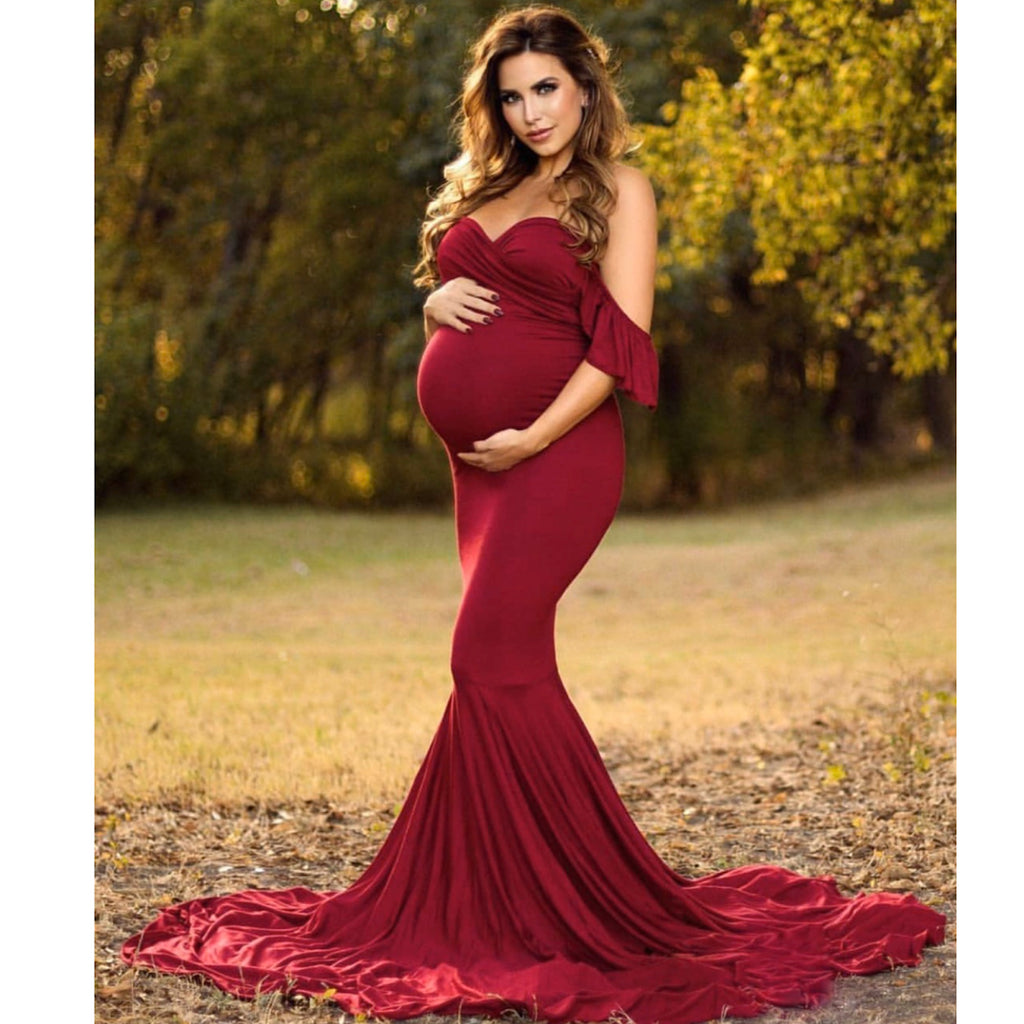 burgundy maternity dress